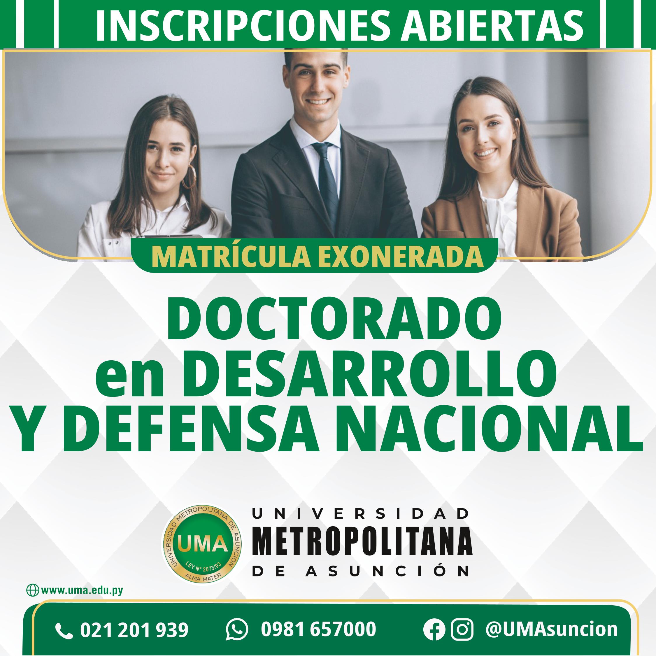 DOCTORADO EN DESARROLLO Y DEFENSA NACIONAL.